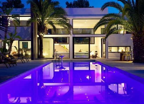 Casa Mar Azul Caleta in San Antonio, Pool and Palm Trees