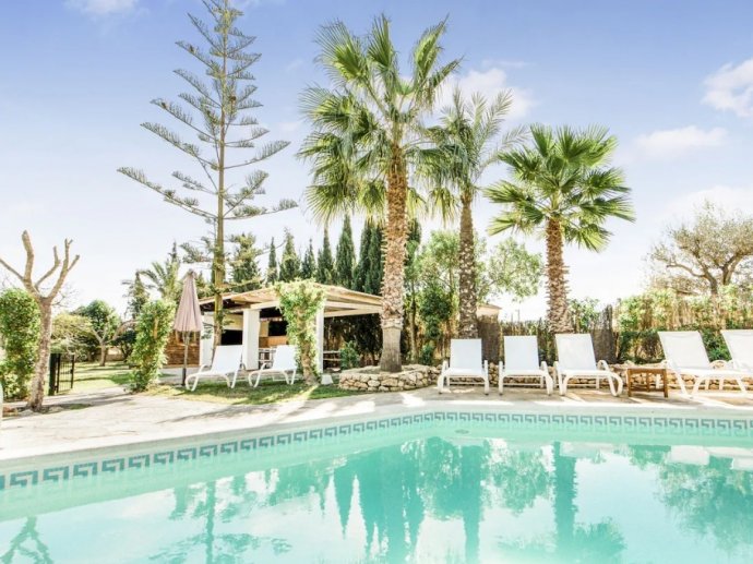 Casa Rosa Brisa in Sa Carroca, Pool, tropical garden and sea views